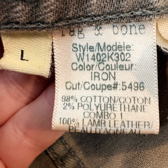 RAG & BONE Iron Denim & Genuine Lamb Leather Sleeve Jacket - Large - Picture 2 of 16